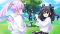 Neptune appears right next to Noire under a tree